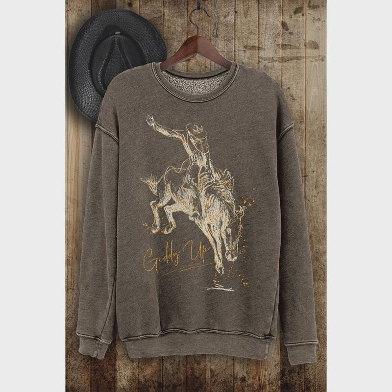 Heart &amp; Love Giddy Up Foil Mineral Sweatshirt