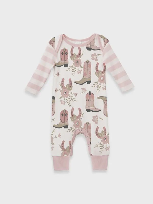 Baby Girl&#39;s Cowgirl Boots Western Cotton Romper