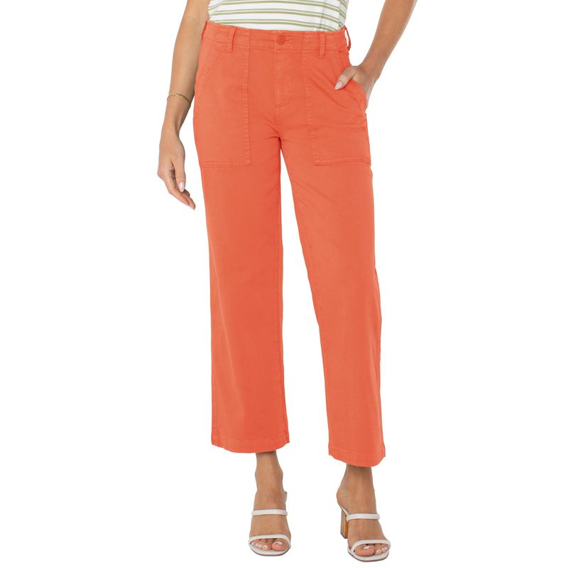 Liverpool Papaya Cargo Wide Leg Crop Pants