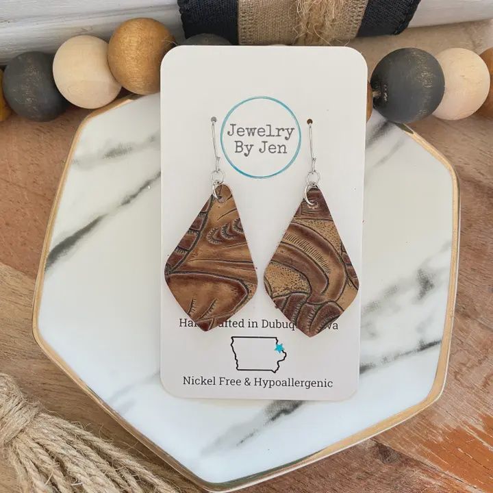 Brown Western Teardrop Earrings
