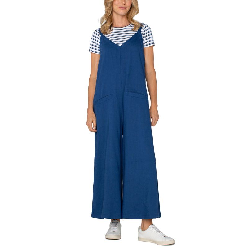 Liverpool Goddess Blue Wide Leg Crop Jumpsuit