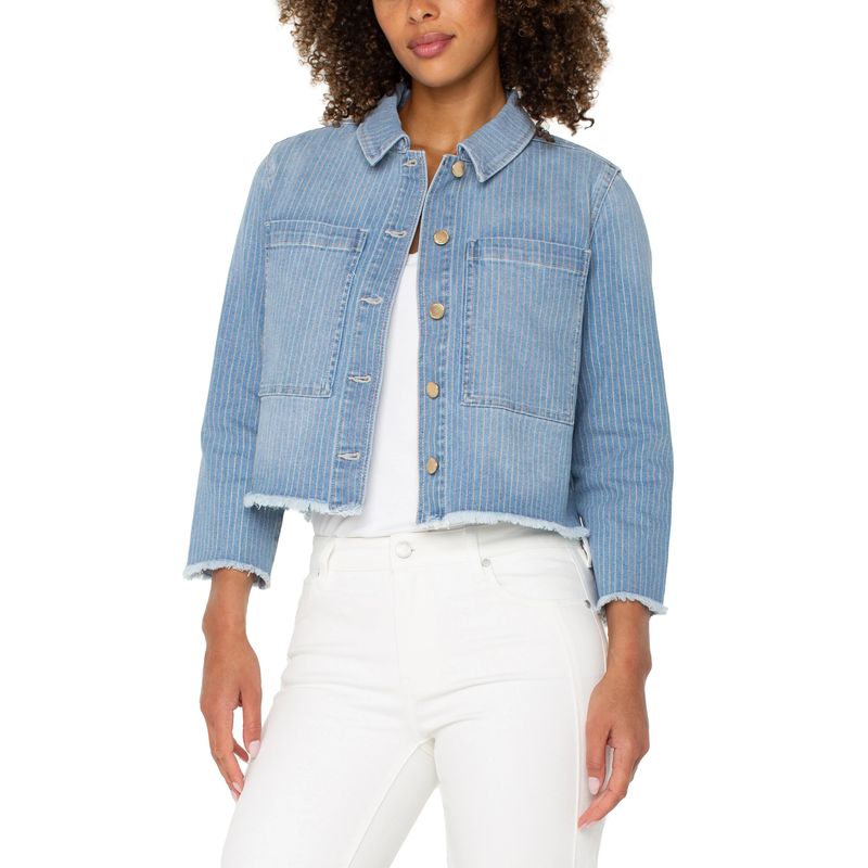 Liverpool Sunset Striped Cropped Denim Shacket