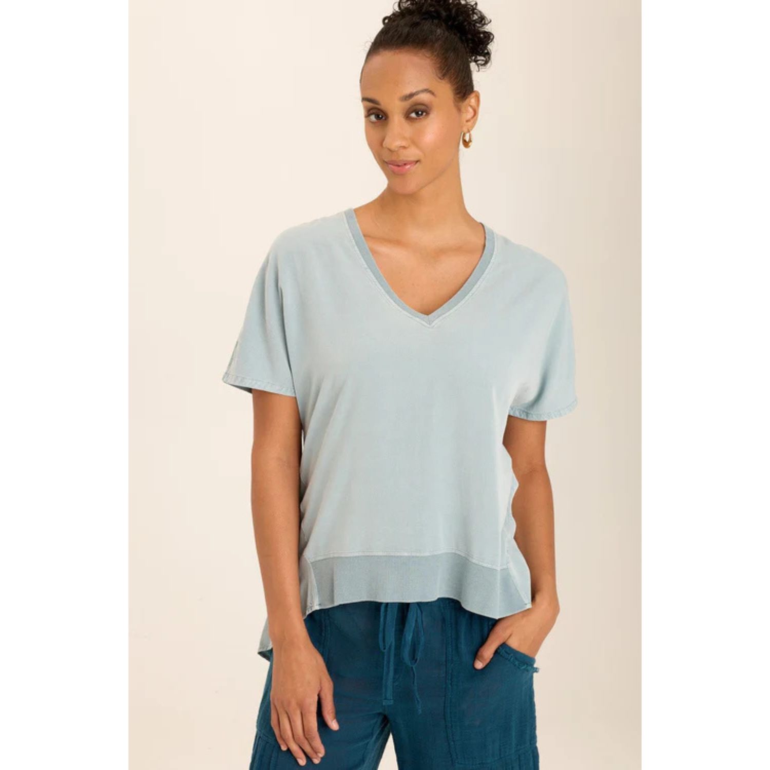 Wearables Turquoise Blue Twill Clara Top