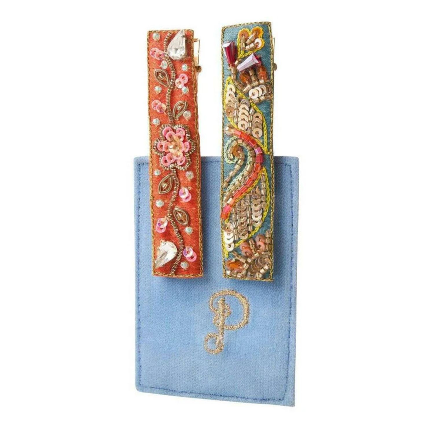 Hair Bars, Colour: Tangerine / Floral Vines
