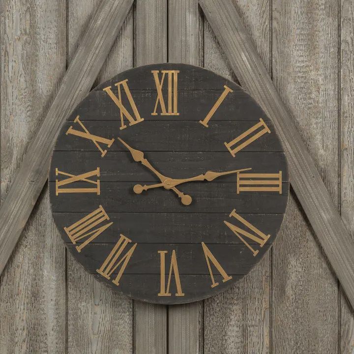 Black &amp; Gold Wood Wall Clock