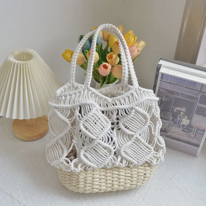Hollow Woven Beige Bag