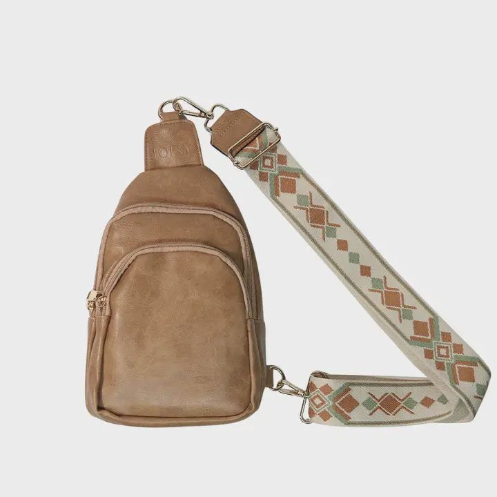 Crossbody Sling Bag With Strap, Type: Brown Tan