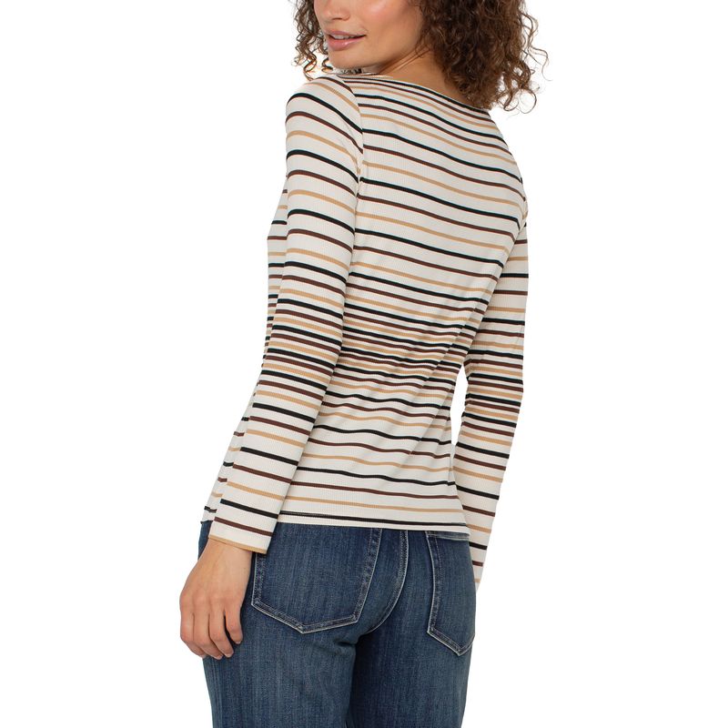 Liverpool Albst Long Sleeve Boat Neck Knit Shirt