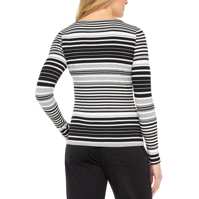 Long Sleeve Boat Neck Black/White Stripe Shirt