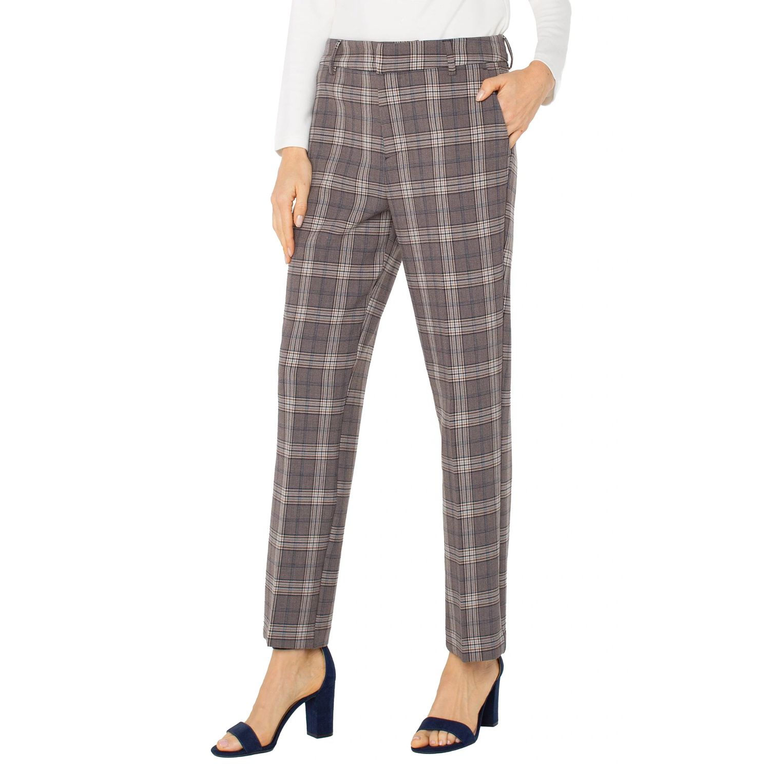 Liverpool Brown Plaid High Rise Kelsey Trouser