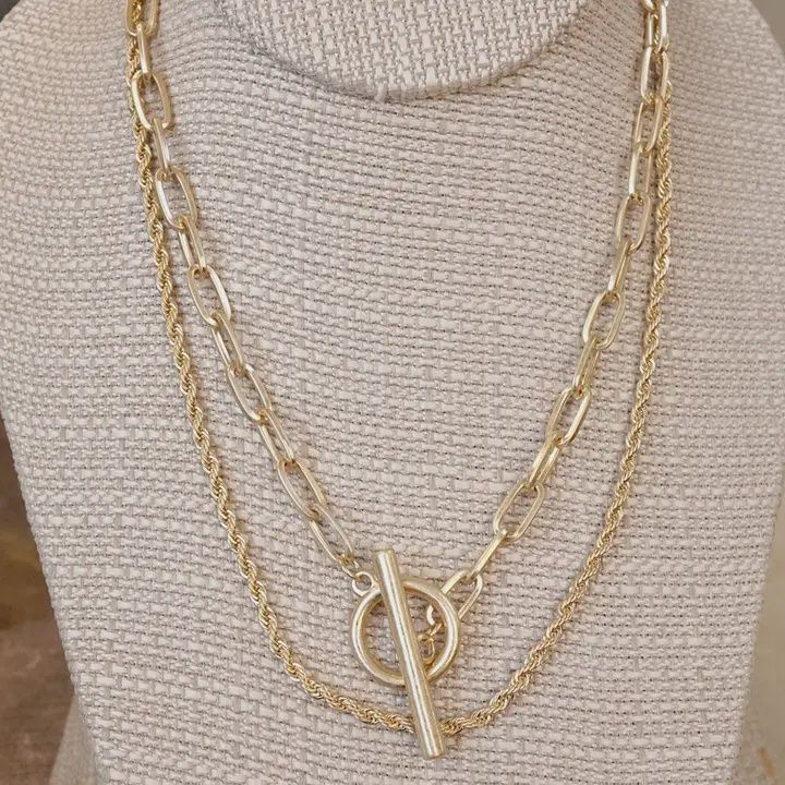 Multi Layer Front Toggle Closure Necklace
