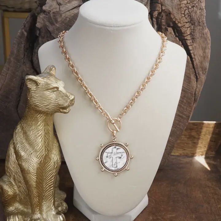 Cross Coin Chain Gold Necklace