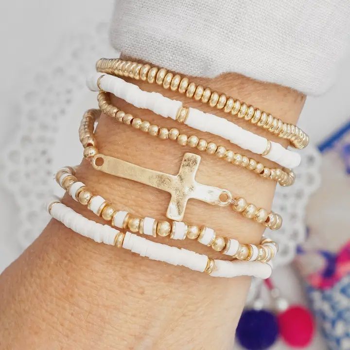 Minimal Sideways Cross Bracelet Set
