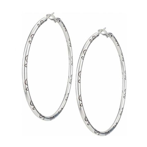 Silver Grande hoop charm earrings
