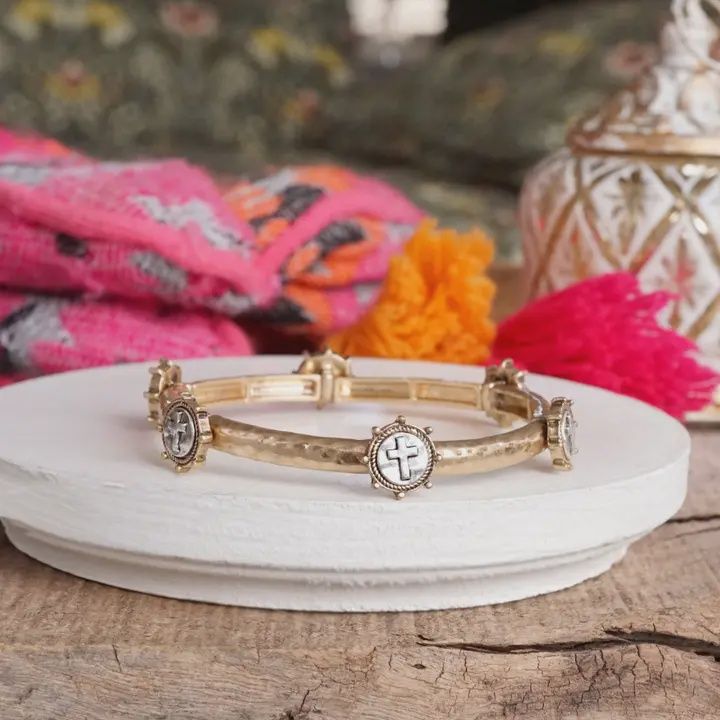 Cross Bangle Bracelet
