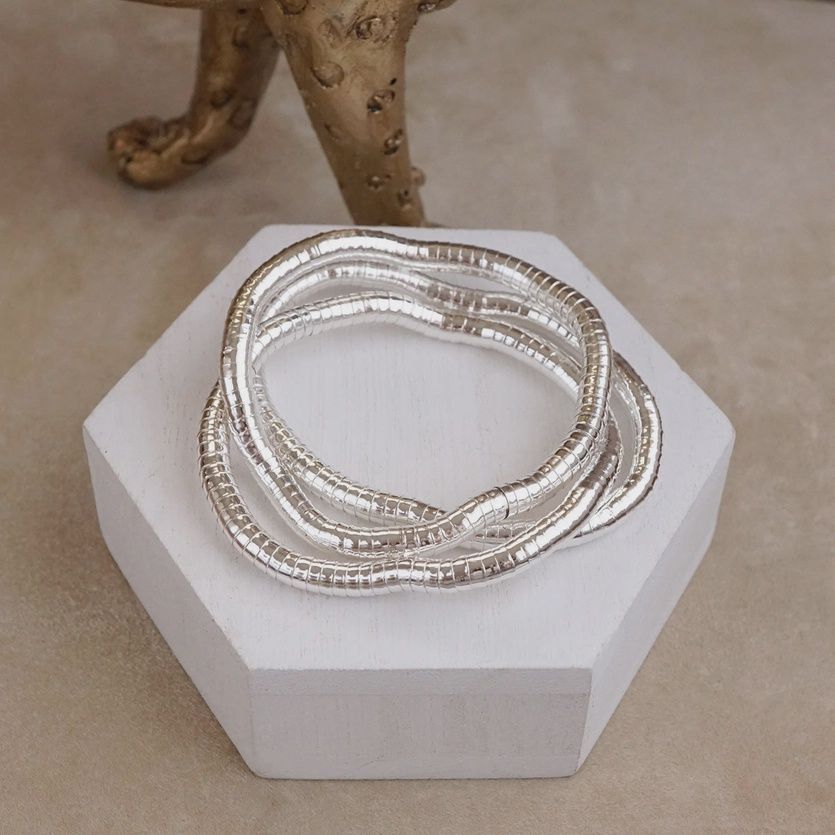 Everyday Ease Stretchy Trio Bracelet Set, Colour: Silver