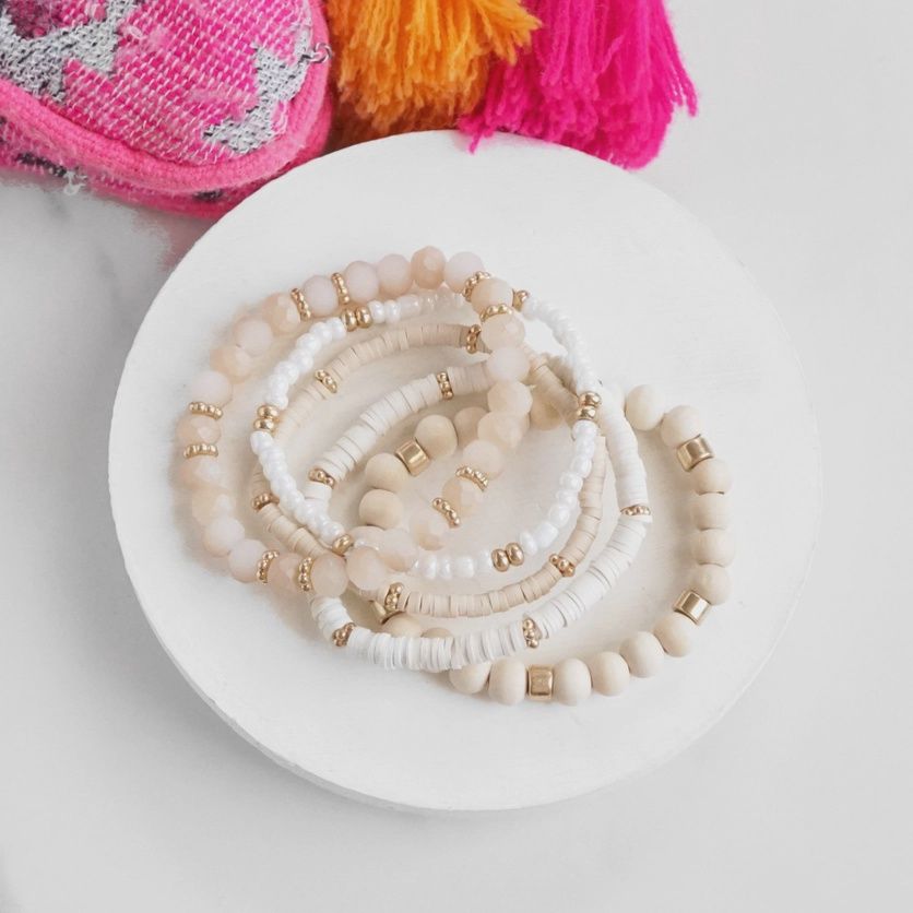 Summer Fresh Neutrals Beads Bracelets Set