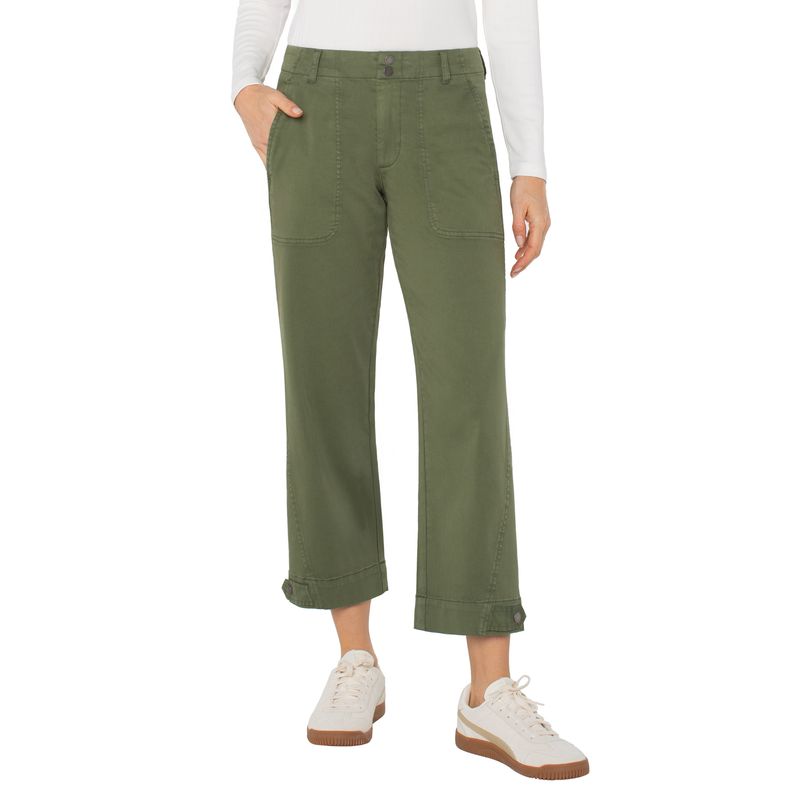 Liverpool Forest Shade Green Utility Crop Pants