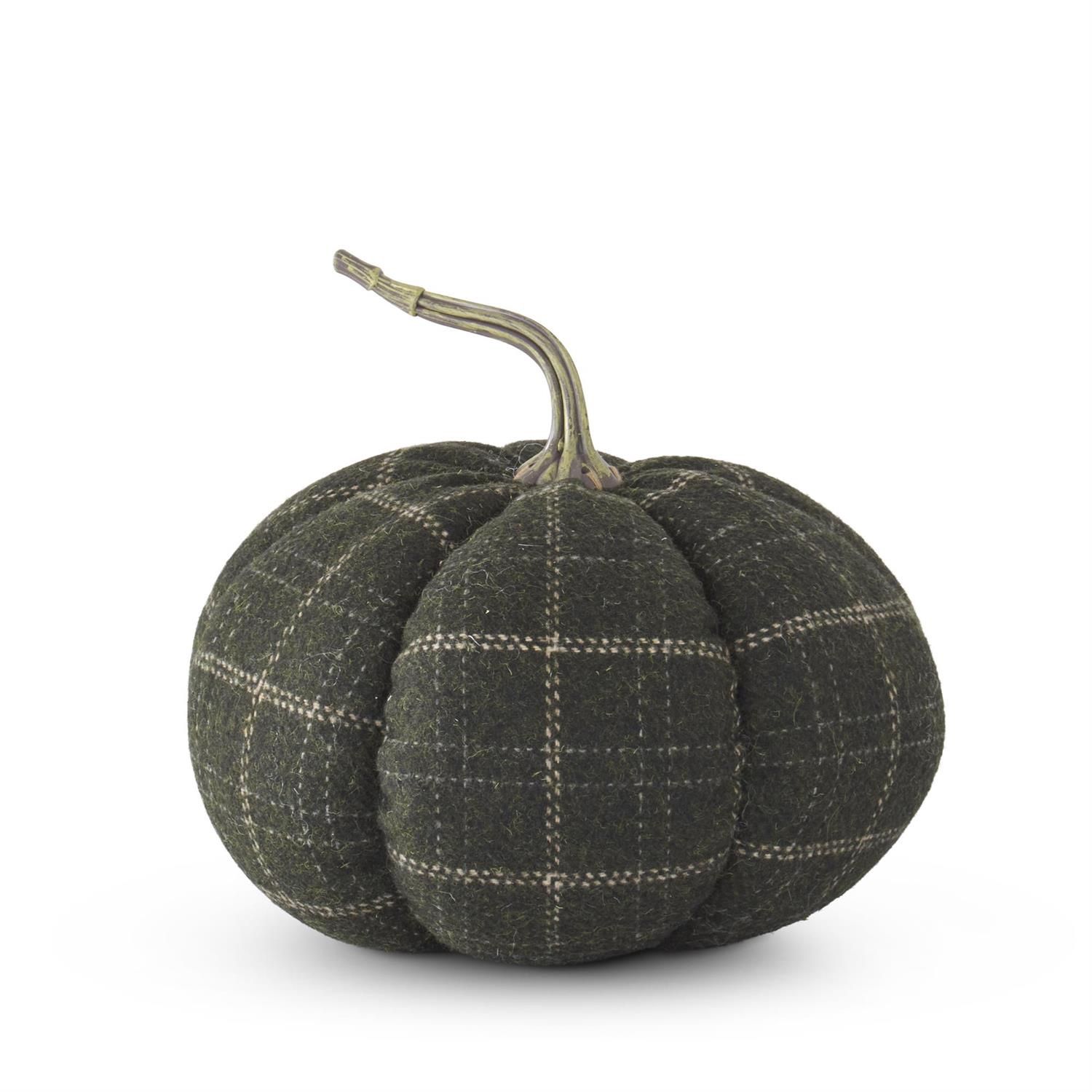 4.5&quot; Green &amp; Tan Plaid Pumpkin