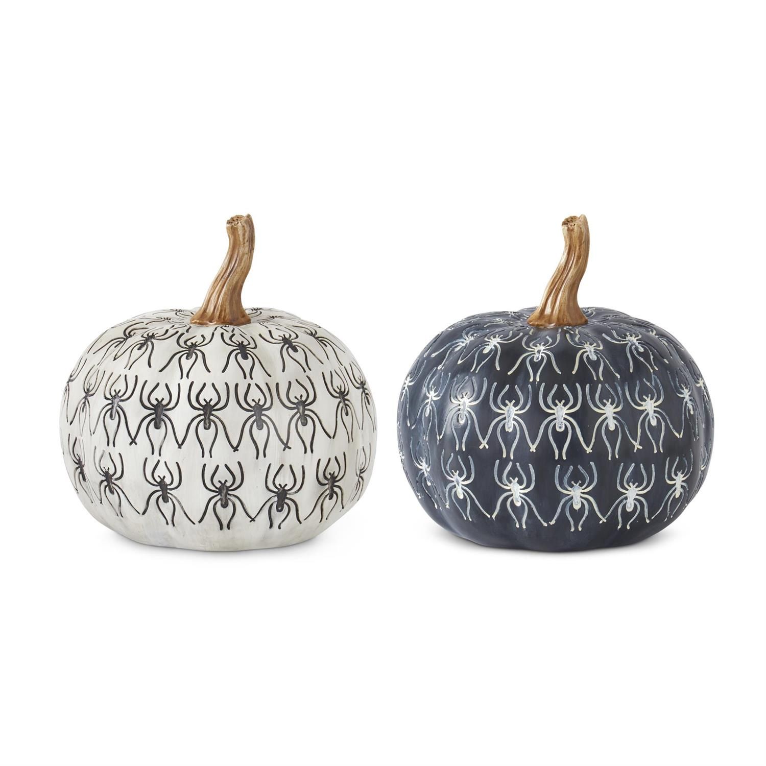 Black and White Spider Resin Pumpkins
