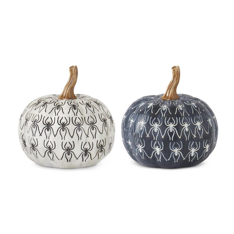 Black and White Spider Resin Pumpkins