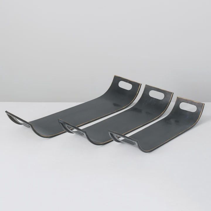 Gold-Trimmed Curved Metal Tray