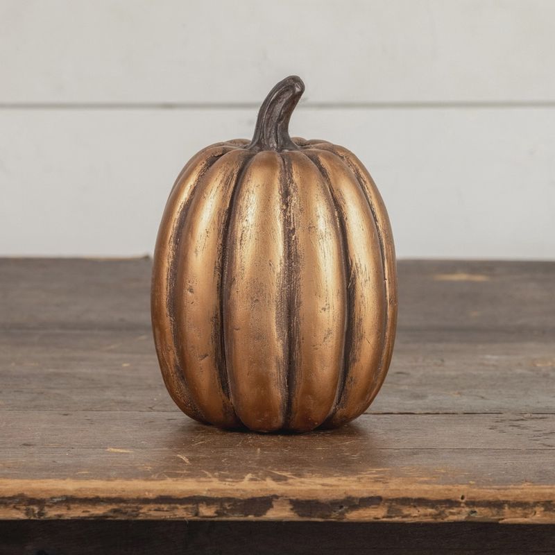 7.5&quot; Gold Tall Pumpkin