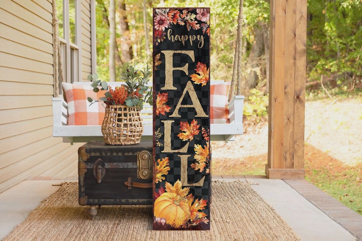 36&quot; Fall Porch Signs, Type: Happy Fall Script