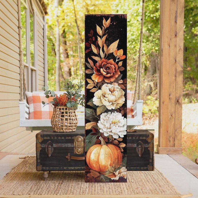 48&quot; Fall Porch Signs, Type: Florals &amp; Pumpkins