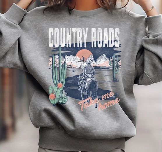 Heart &amp; Love Mineral Grey Country Roads Sweatshirt