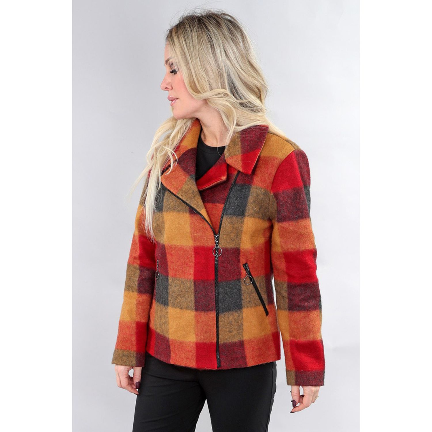 Michael Tyler Red &amp; Gold Plaid Jacket