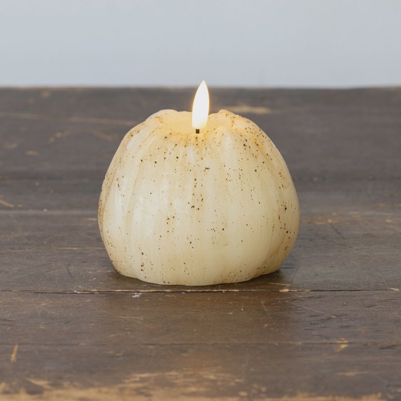 Cream 3D Flame Pumpkin Candles, Size: Small