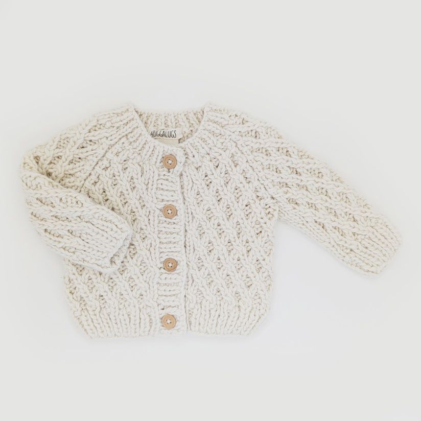 Waffle Natural Cream Cardigan Sweater