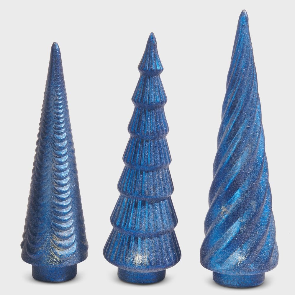 Lighted Blue Sugar Tabletop Trees