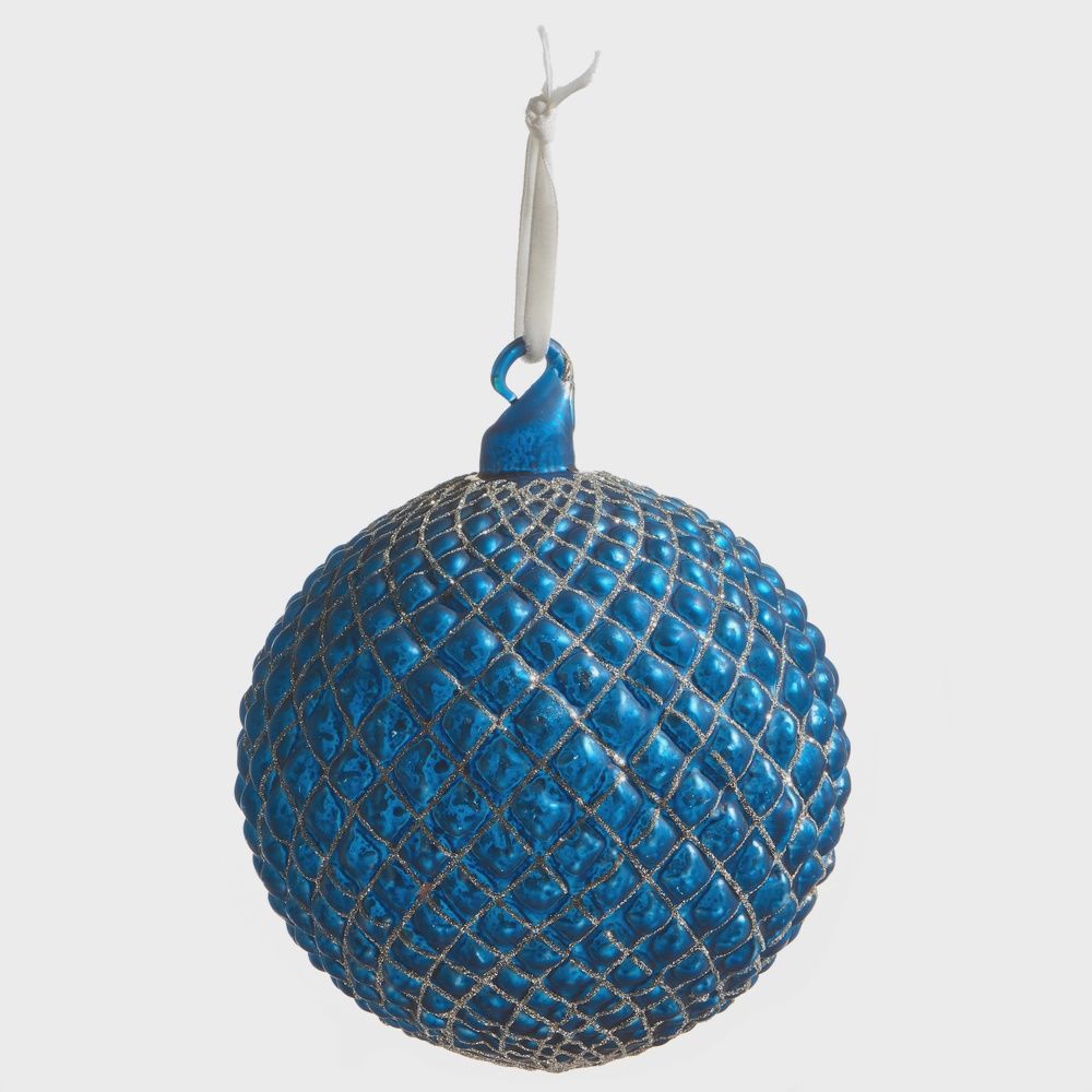 Cobalt Blue Quilted Ball Ornament