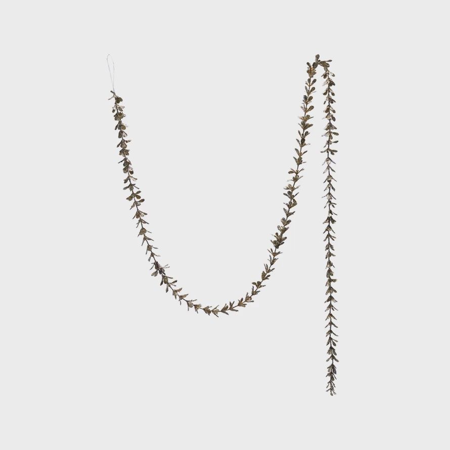 Plastic Glitter Garland Boxwood