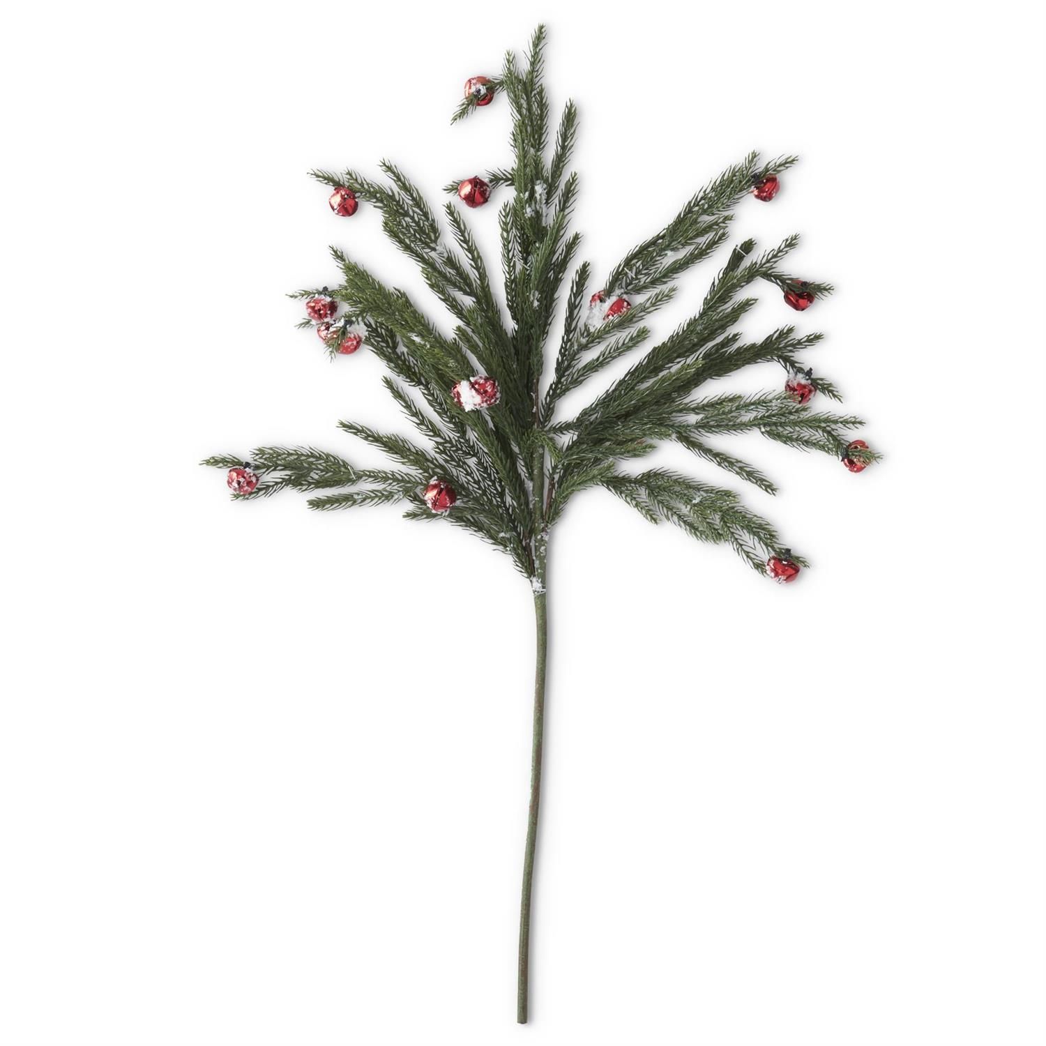 Snowy Pine Stem With Mini Red Bells