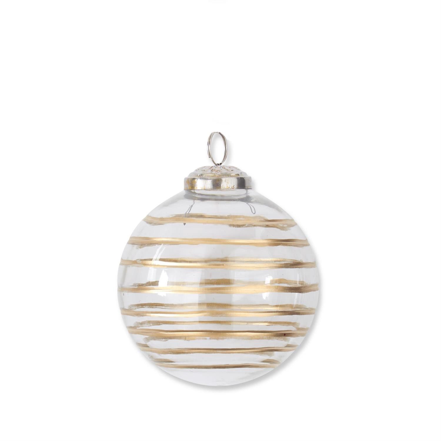 Gold Gilded Stripe Etched Clear Glass Ornaments