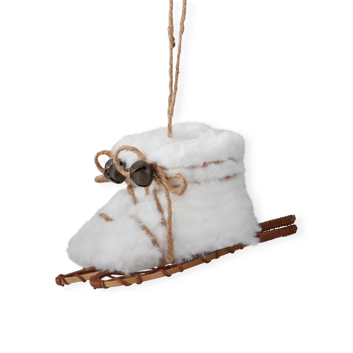 7&quot; White Fur Snowshoes Ornament