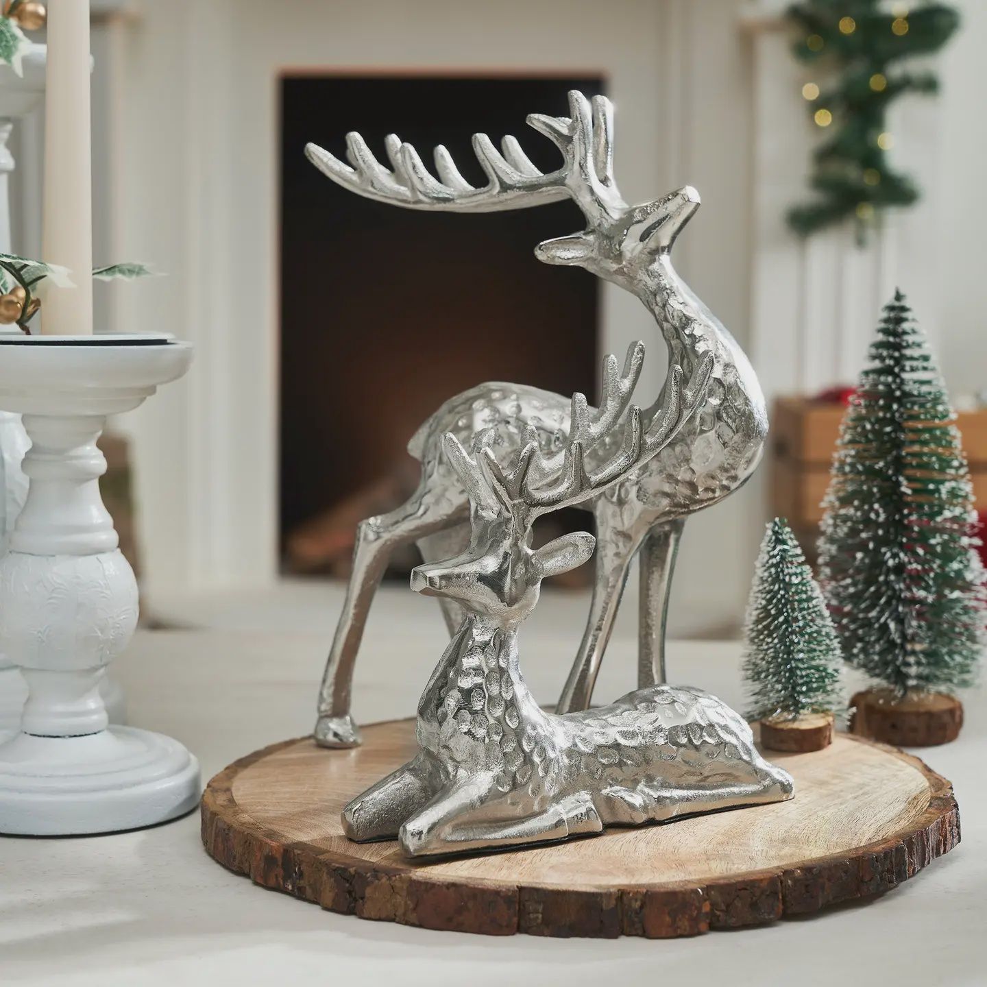 Silver Reindeer Figure