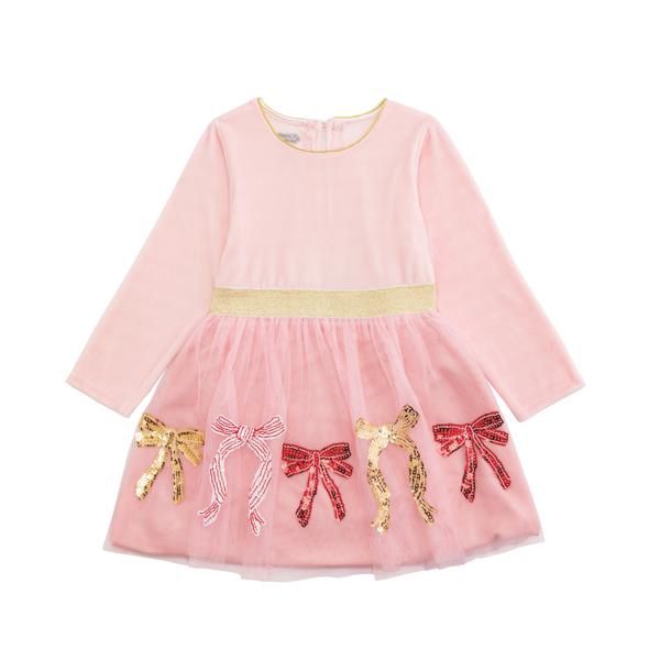 Velour Sequin Bow Tie Dress