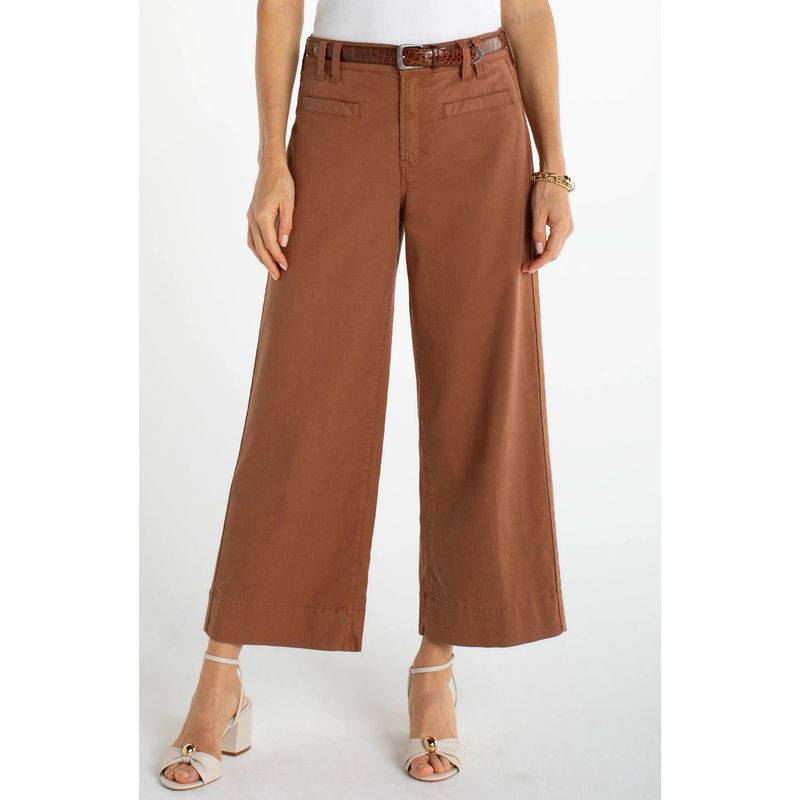 Liverpool Mocha Brown High Rise Crop Wide Leg Pants