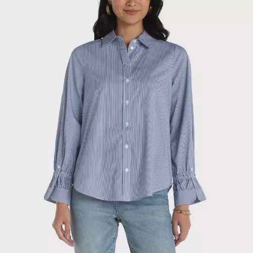 Liverpool Blue &amp; White Striped Button Up Shirt