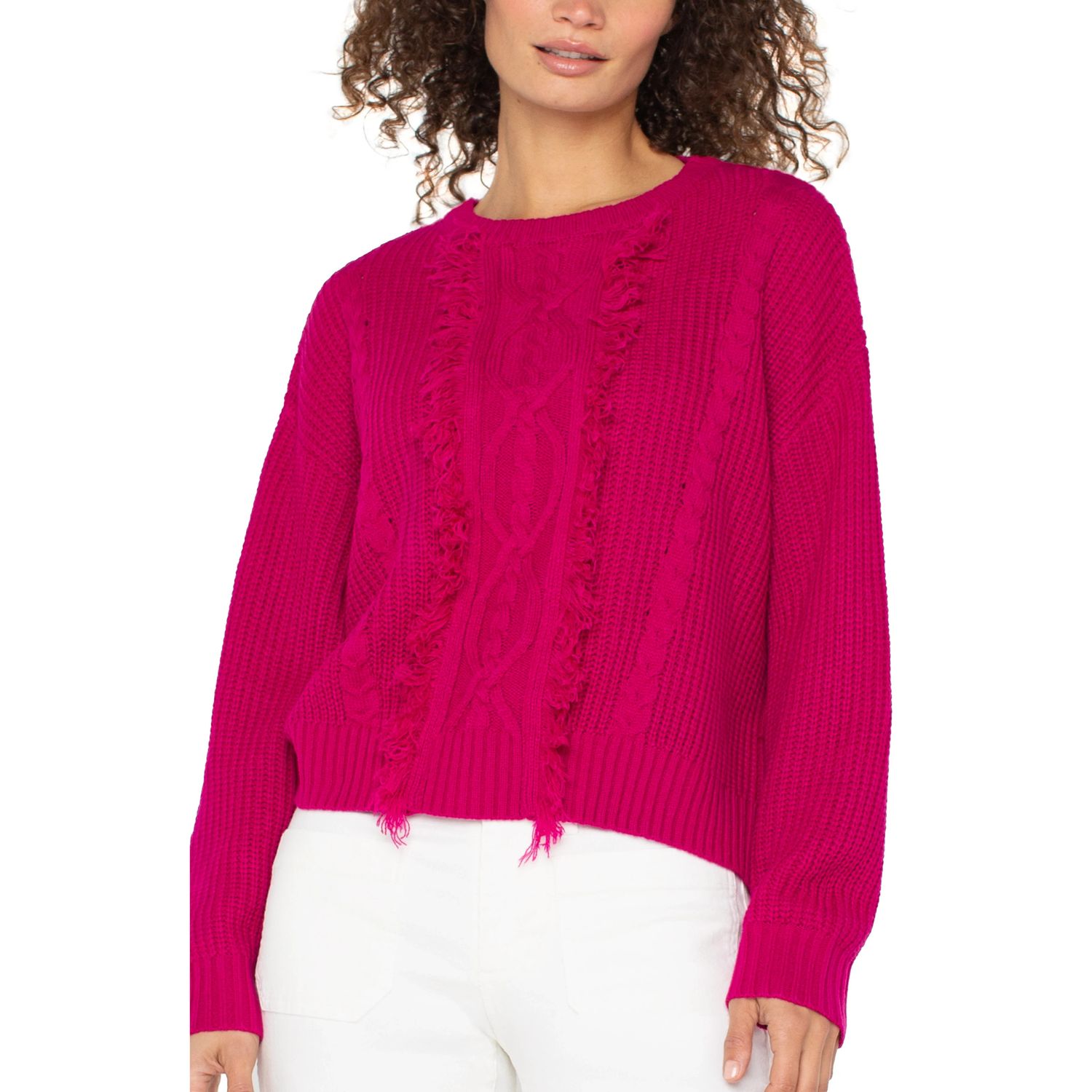 Liverpool Deep Raspberry Pink Mock Neck Sweater