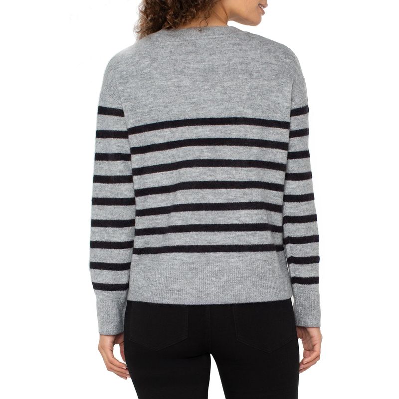 Liverpool Light Grey Striped Crew Neck Sweater
