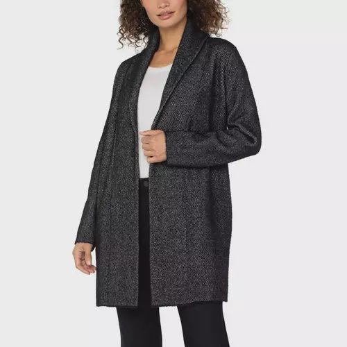 Liverpool Charcoal Chevron Long Sleeve Open Knit Sweater