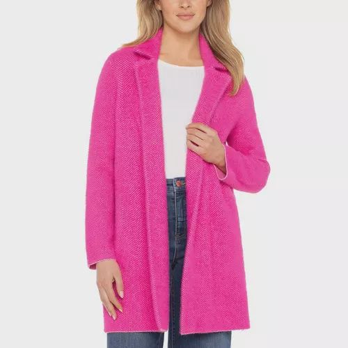 Liverpool Deep Raspberry Pink Long Open Front Sweater