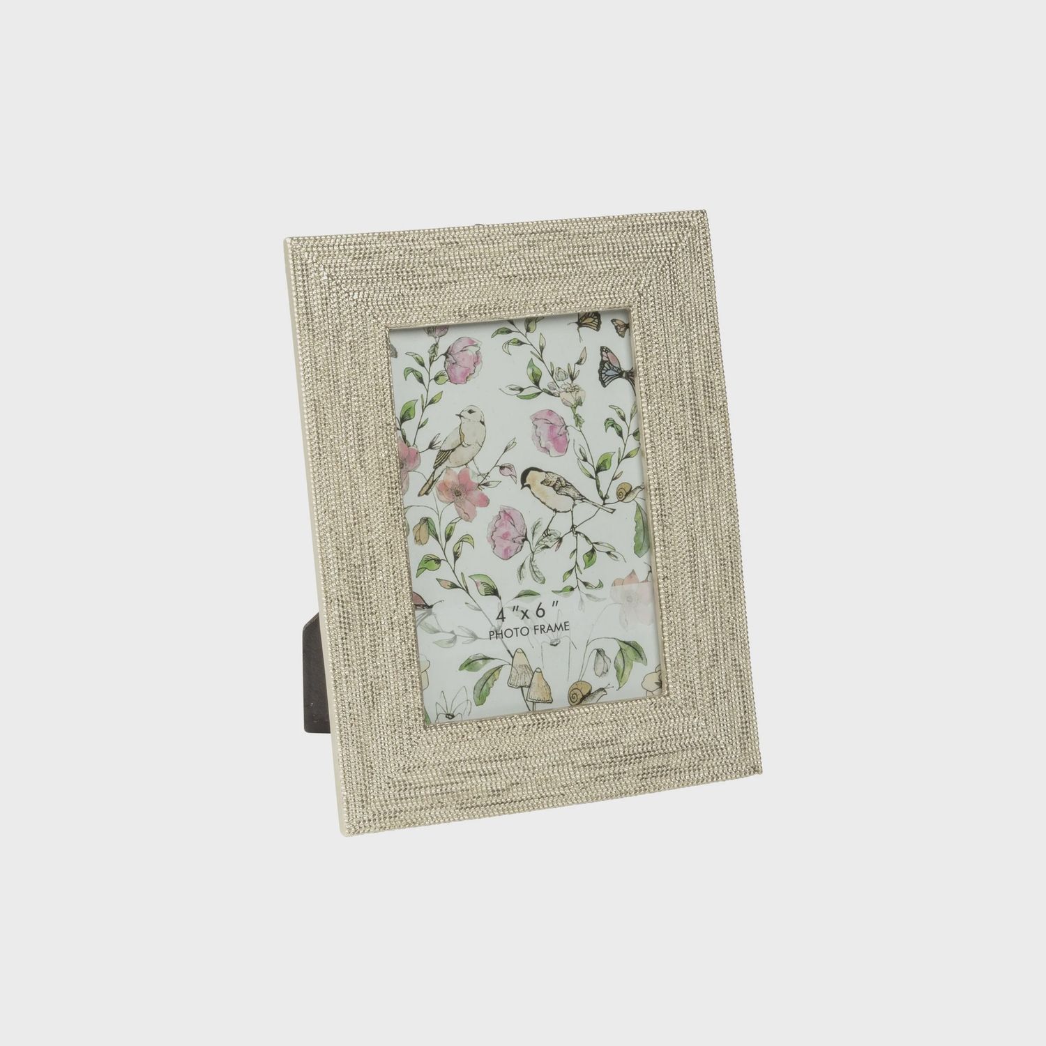 Mini Beaded Pattern Silver 4" x 6" Frame