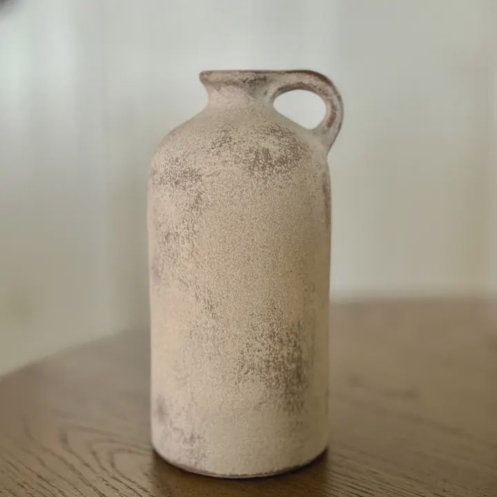 Large White Handle Vase