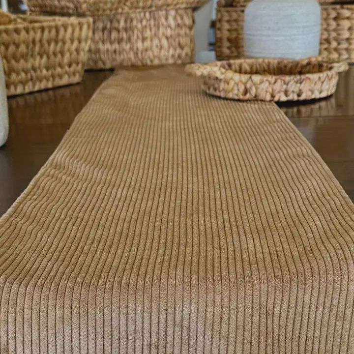 Tan Cookie Corduroy Table Runner